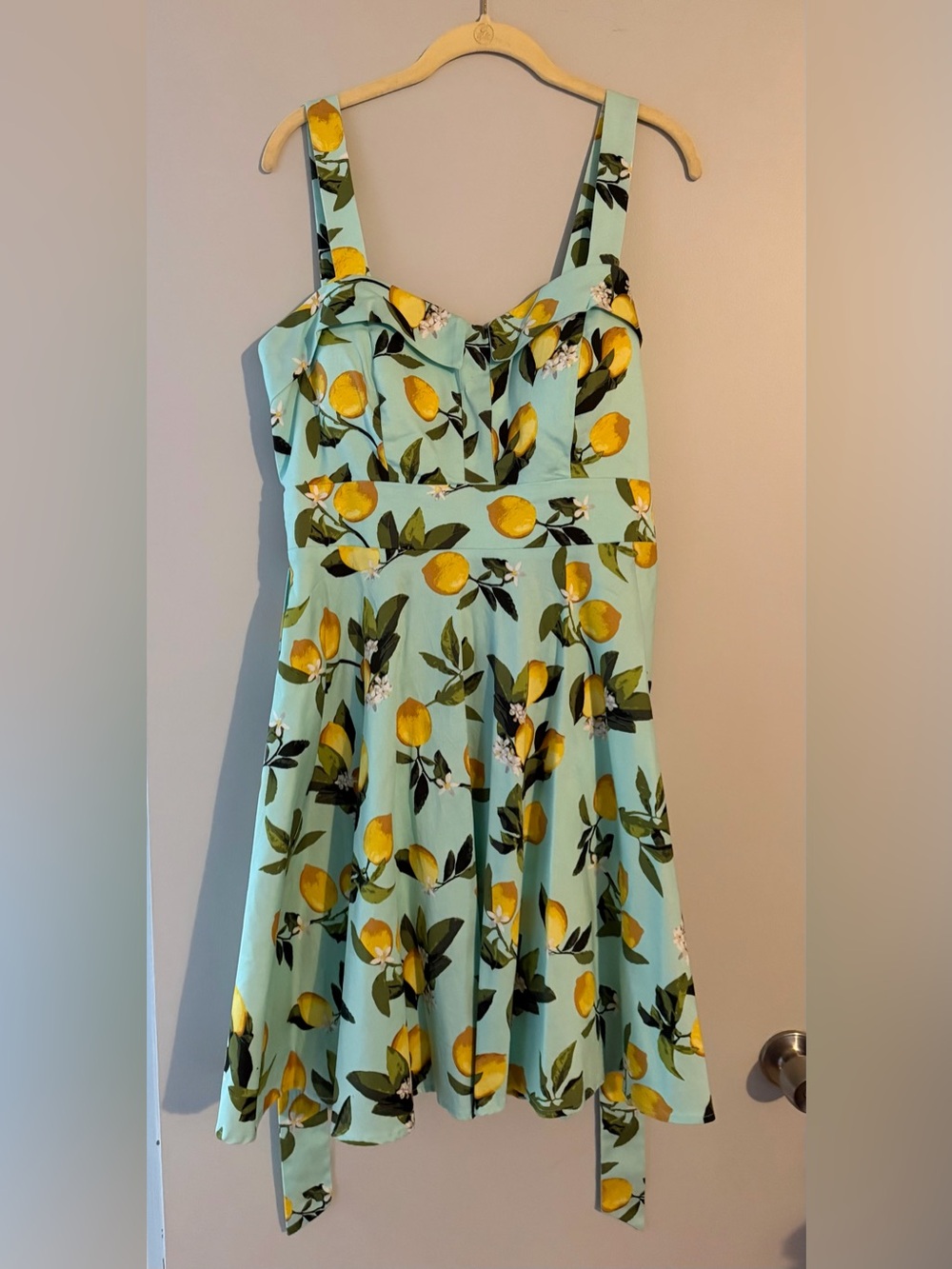 Chetta B Retro Pinup Light Blue Lemon Print Sundress